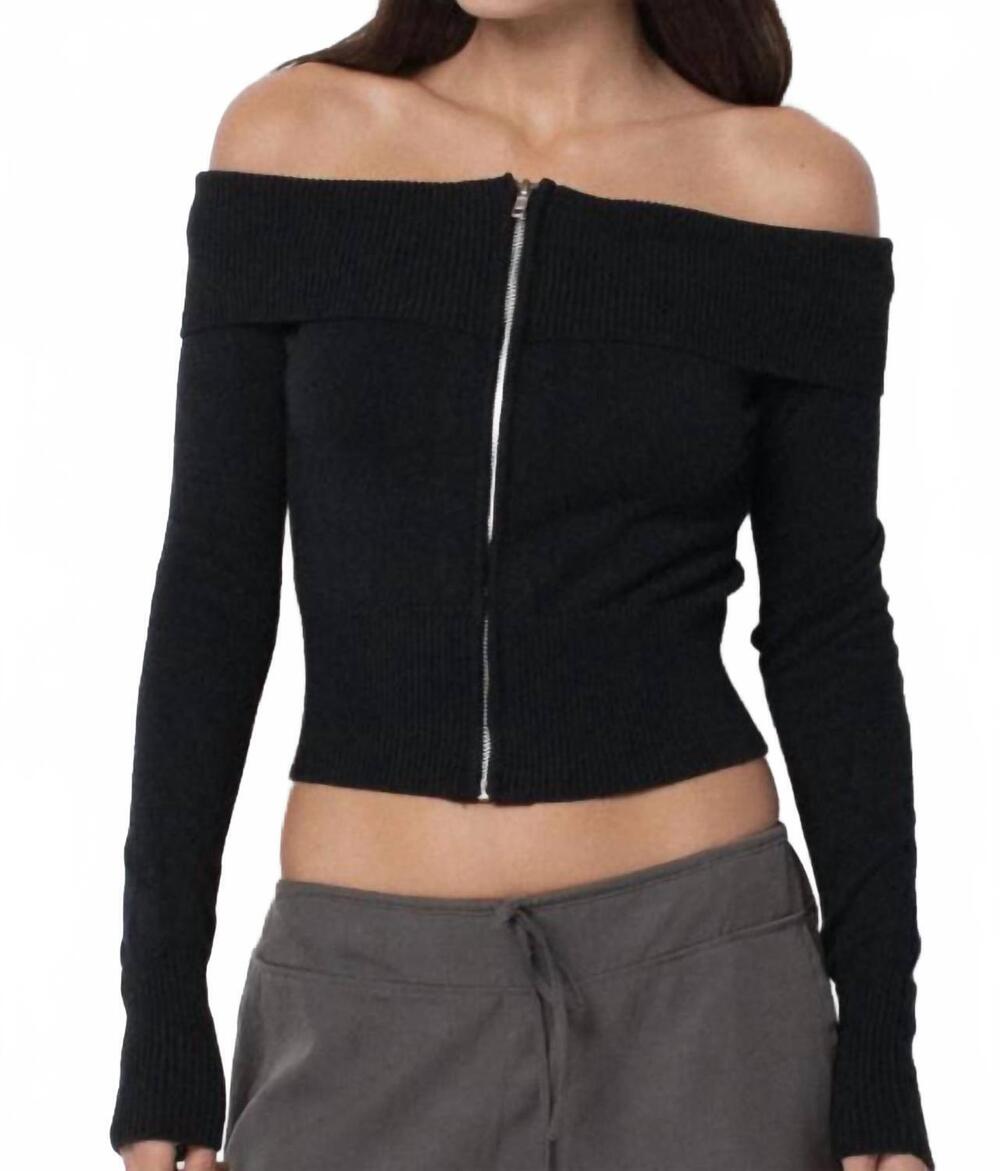 NEW BELLE ANNA annise off the shoulder jacket in black